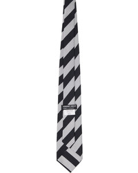 Cravate en soie à rayures horizontales noire et blanche Comme des Garcons Homme Deux