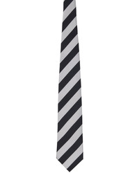 Cravate en soie à rayures horizontales noire et blanche Comme des Garcons Homme Deux