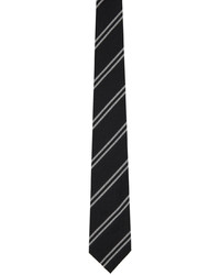 Cravate en soie à rayures horizontales noire et blanche Tom Ford
