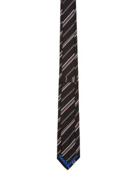 Cravate en soie à rayures horizontales noire Paul Smith