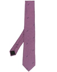 Cravate en soie à rayures horizontales pourpre Moschino