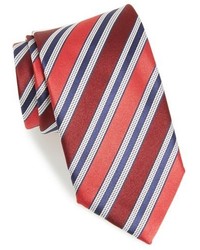 Cravate en soie à rayures horizontales rouge