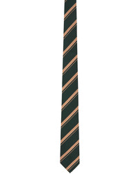 Cravate en soie à rayures horizontales vert foncé Dries Van Noten