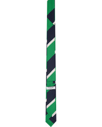 Cravate en soie à rayures horizontales verte Thom Browne