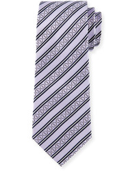 Cravate en soie à rayures horizontales violet clair