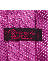 Cravate en soie à rayures horizontales violet clair Charvet