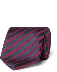 Cravate en soie à rayures horizontales violet clair Charvet