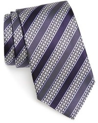 Cravate en soie à rayures horizontales violette