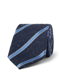 Cravate en soie à rayures verticales bleu marine