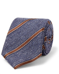 Cravate en soie à rayures verticales bleu marine Canali