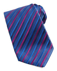 Cravate en soie à rayures verticales bleue