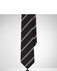 Cravate en soie à rayures verticales noire et blanche