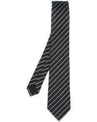 Cravate en soie à rayures verticales noire