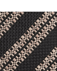 Cravate en soie à rayures verticales noire Dries Van Noten