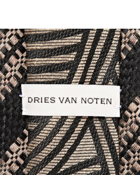 Cravate en soie à rayures verticales noire Dries Van Noten