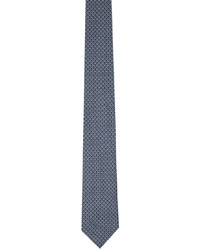Cravate en soie blanc et bleu