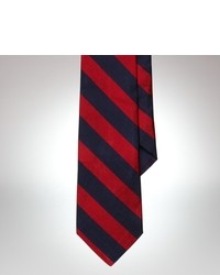 Cravate en soie blanc et rouge et bleu marine