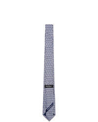 Cravate en soie bleu marine et blanc Salvatore Ferragamo