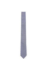 Cravate en soie bleu marine et blanc Salvatore Ferragamo