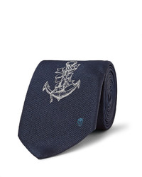 Cravate en soie bleu marine Alexander McQueen