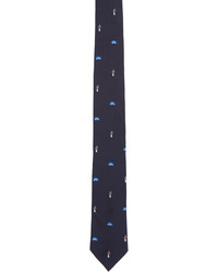 Cravate en soie bleu marine Paul Smith