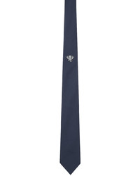 Cravate en soie brodée bleu marine Kenzo