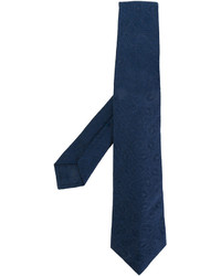 Cravate en soie brodée bleu marine Kiton