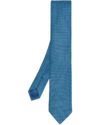 Cravate en soie brodée bleue Brioni