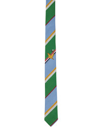 Cravate en soie brodée multicolore
