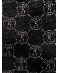 Cravate en soie brodée noire Moschino
