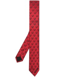 Cravate en soie brodée rouge Moschino