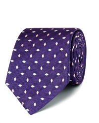Cravate en soie brodée violette