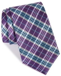 Cravate en soie écossaise violette