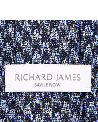 Cravate en soie en pied-de-poule bleu marine Richard James