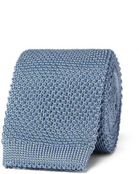Cravate en soie en tricot bleu clair