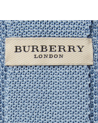Cravate en soie en tricot bleu clair Burberry