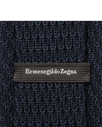 Cravate en soie en tricot bleu marine Ermenegildo Zegna
