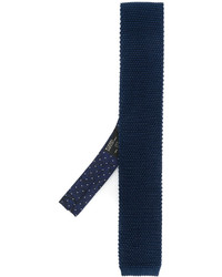 Cravate en soie en tricot bleu marine Etro