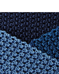 Cravate en soie en tricot bleu marine Charvet