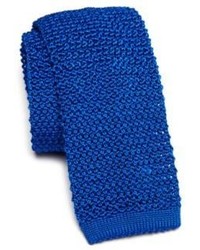 Cravate en soie en tricot bleue