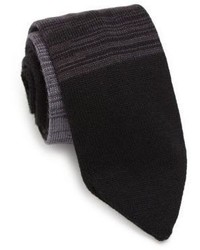 Cravate en soie en tricot gris foncé
