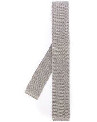 Cravate en soie en tricot grise