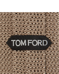Cravate en soie en tricot marron clair Tom Ford