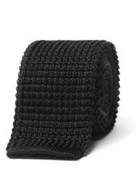 Cravate en soie en tricot noire