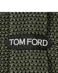 Cravate en soie en tricot vert foncé Tom Ford