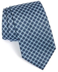 Cravate en soie géométrique bleu marine