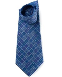 Cravate en soie géométrique bleu marine Hermes