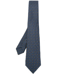 Cravate en soie géométrique bleu marine Kiton