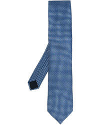 Cravate en soie géométrique bleu marine Lanvin