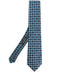 Cravate en soie géométrique bleue Etro